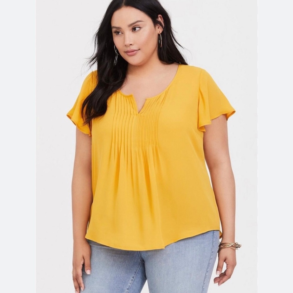 torrid Pintuck Flutter Sleeve Blouse
